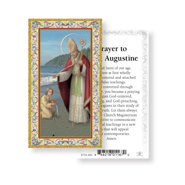 Saint Augustine - Gold Stamped Paper Prayer Card (pack of 100)