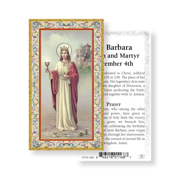Saint Barbara - Gold Stamped Paper Prayer Card (pack of 100)