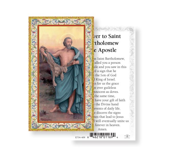 Saint Bartholomew Gold-Stamped Paper Prayer Card (pack of 100)