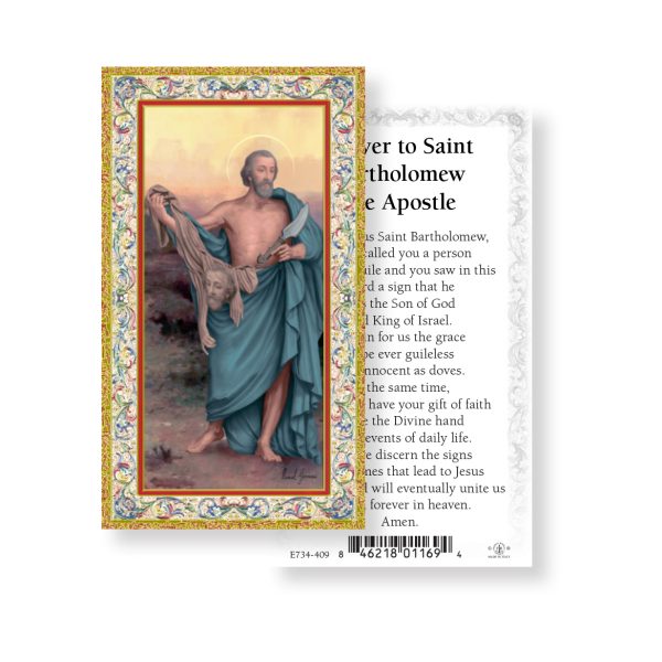 Saint Bartholomew - Gold Stamped Paper Prayer Card (pack of 100)