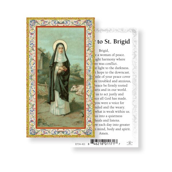 Saint Brigid - Gold Stamped Paper Prayer Card (pack of 100)
