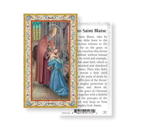 Saint Blaise Gold-Stamped Paper Prayer Card (pack of 100)