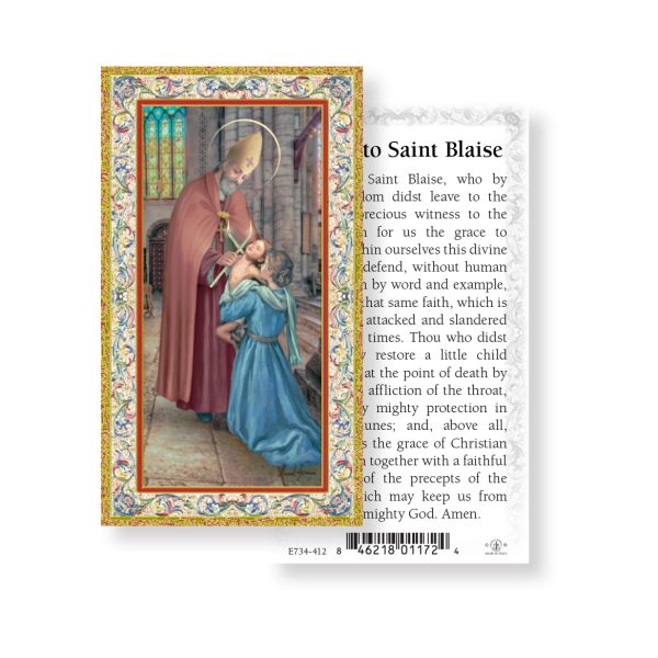 Saint Blaise - Gold Stamped Paper Prayer Card (pack of 100)