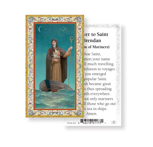Saint Brendan Gold-Stamped Paper Prayer Card (pack of 100)