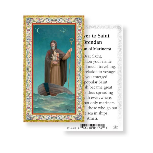 Saint Brendan - Gold Stamped Paper Prayer Card (pack of 100)