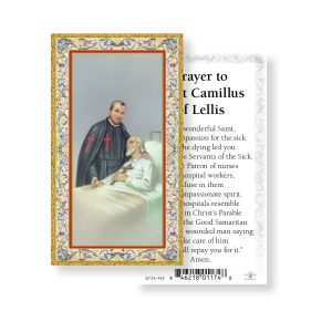 Saint Camillus of Lellis Gold-Stamped Paper Prayer Card (pack of 100)