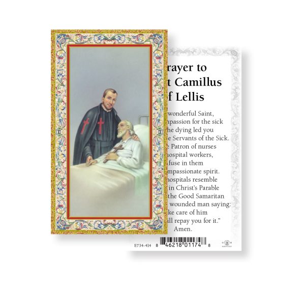 Saint Camillus of Lellis Gold-Stamped Paper Prayer Card (pack of 100)