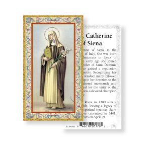 Saint Catherine of Siena Gold-Stamped Paper Prayer Card (pack of 100)
