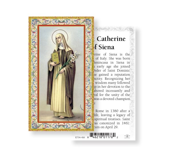 Saint Catherine of Siena Gold-Stamped Paper Prayer Card (pack of 100)