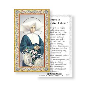 Saint Catherine Laboure Gold-Stamped Paper Prayer Card (pack of 100)