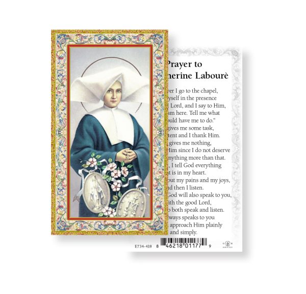 Saint Catherine Laboure Gold-Stamped Paper Prayer Card (pack of 100)