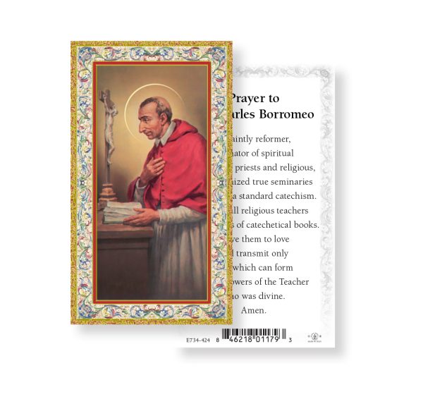 Saint Charles Borromeo Gold-Stamped Paper Prayer Card (pack of 100)