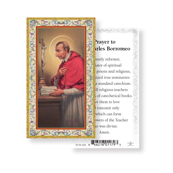 Saint Charles Borromeo - Gold Stamped Paper Prayer Card (pack of 100)