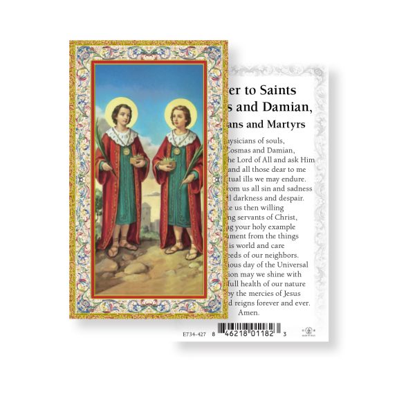 Saints Cosmos and Damian Gold-Stamped-Paper Prayer Card (pack of 100)