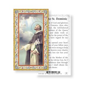 Saint Dominic Gold-Stamped Paper Prayer Card (pack of 100)