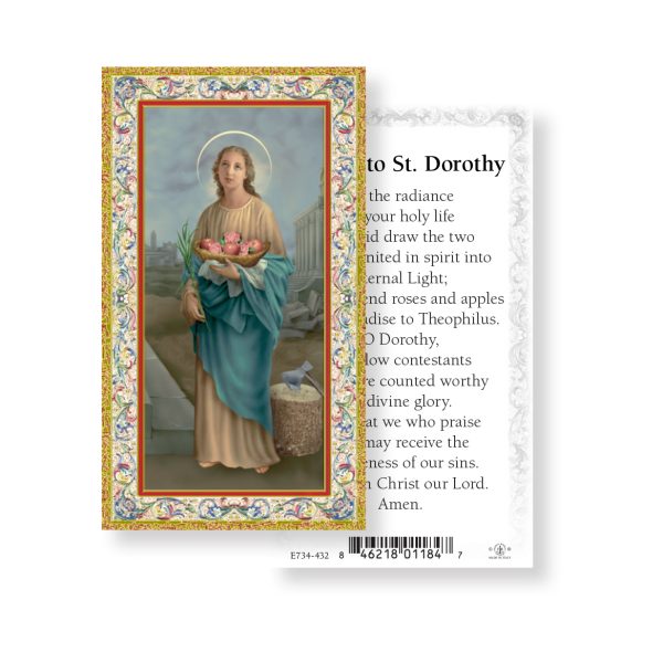 Saint Dorothy - Gold Stamped Paper Prayer Card (pack of 100)