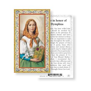 Saint Dymphna Gold-Stamped Paper Prayer Card (pack of 100)