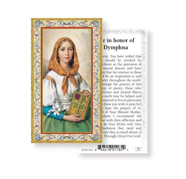 Saint Dymphna Gold-Stamped Paper Prayer Card (pack of 100)