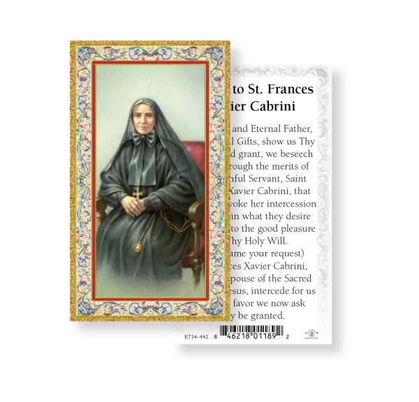 Saint Frances Cabrini Gold-Stamped Paper Prayer Card (pack of 100)