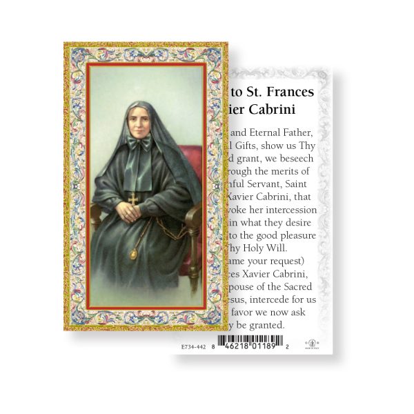 Saint Frances Cabrini - Gold Stamped Paper Prayer Card (pack of 100)