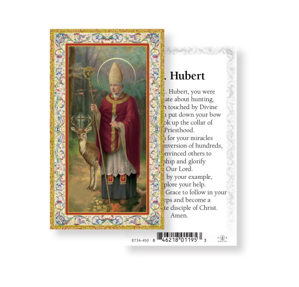 Saint Hubert Gold-Stamped Paper Prayer Card (pack of 100)