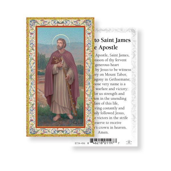 Saint James the Apostle - Gold Stamped Paper Prayer Card (pack of 100)