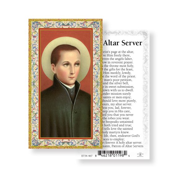 An Altar Server - Gold Stamped Paper Prayer Card (pack of 100)