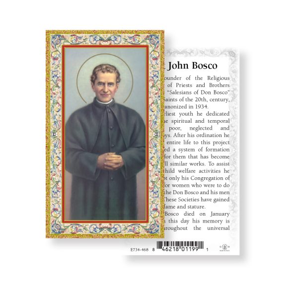 Saint John Bosco - Gold Stamped Paper Prayer Card (pack of 100)