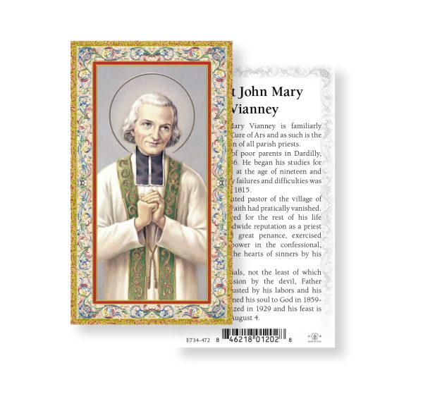 Saint John Mary Vianney Gold-Stamped Paper Prayer Card (pack of 100)