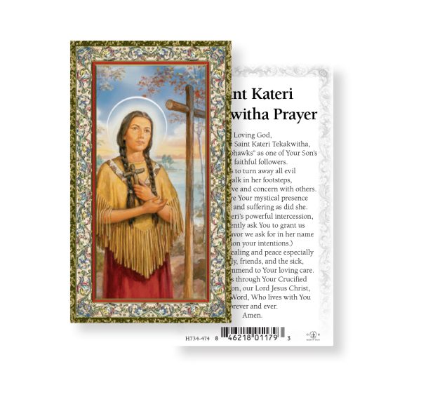 Saint Kateri Tekakwitha Gold-Stamped Paper Prayer Card (pack of 100)