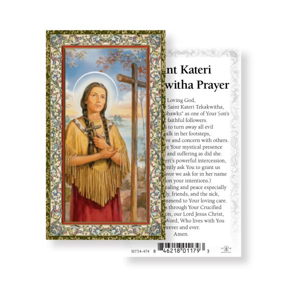Saint Kateri Tekakwitha - Gold Stamped Paper Prayer Card (pack of 100)