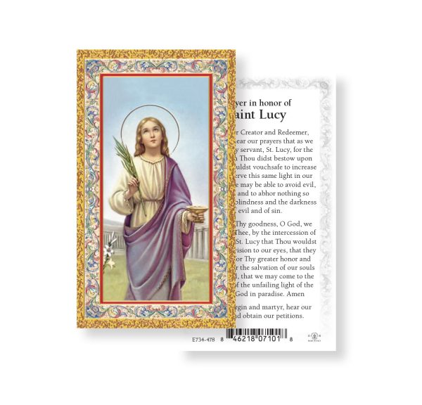 Saint Lucy Gold-Stamped Paper Prayer Card (pack of 100)