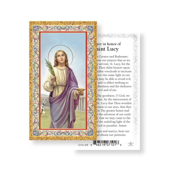 Saint Lucy - Gold Stamped Paper Prayer Card (pack of 100)