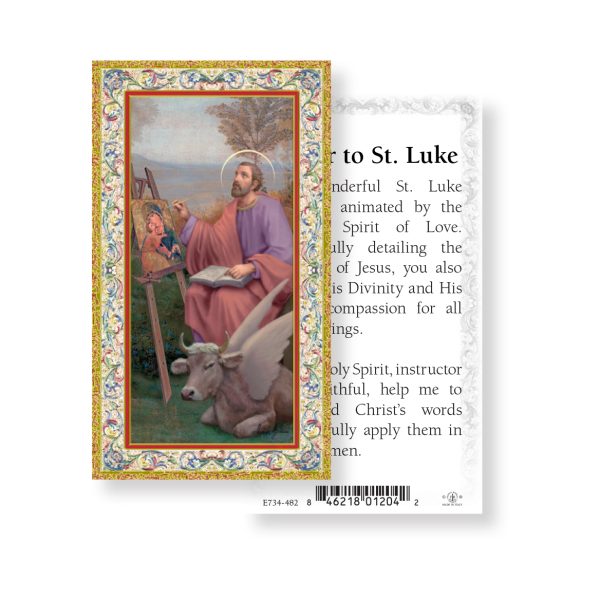 Saint Luke - Gold Stamped Paper Prayer Card (pack of 100)