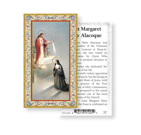 Saint Margaret Mary Alacoque Gold-Stamped Paper Prayer Card (pack of 100)
