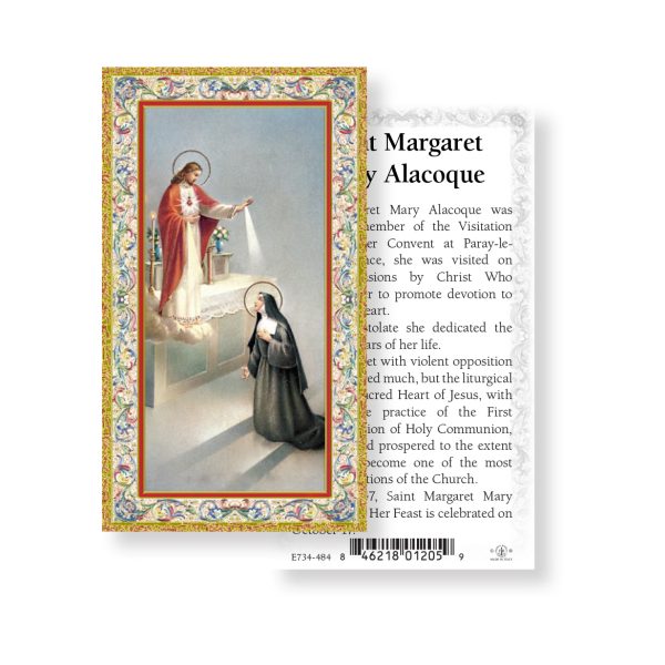 Saint Margaret Mary Alacoque - Gold Stamped Paper Prayer Card (pack of 100)
