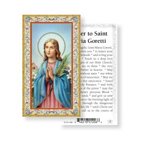 Saint Maria Goretti Gold-Stamped Paper Prayer Card (pack of 100)