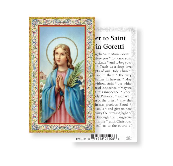 Saint Maria Goretti Gold-Stamped Paper Prayer Card (pack of 100)