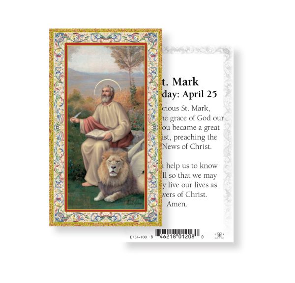Saint Mark Gold-Stamped Paper Prayer Card (pack of 100)