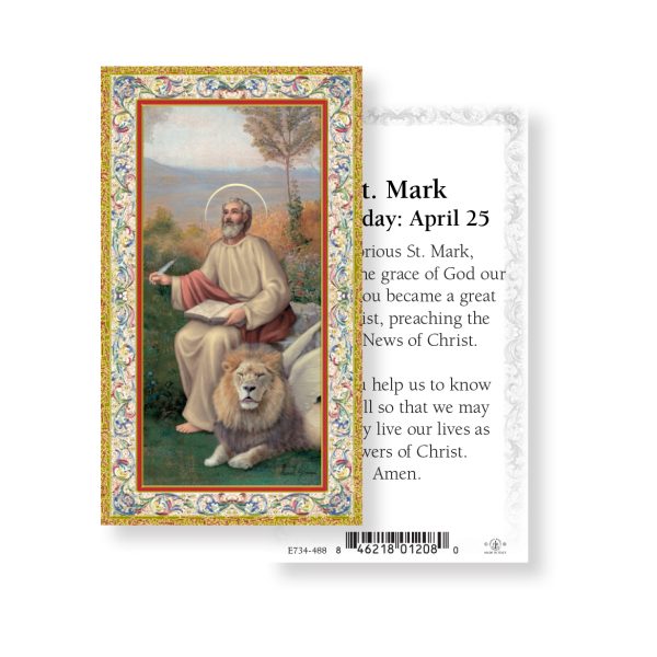 Saint Mark - Gold Stamped Paper Prayer Card (pack of 100)