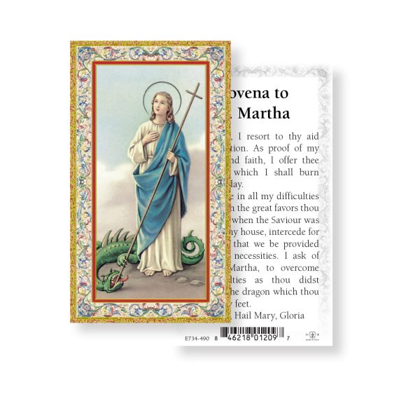 Saint Martha Gold-Stamped Paper Prayer Card (pack of 100)