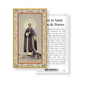 Saint Martin de Porres Gold-Stamped Paper Prayer Card (pack of 100)