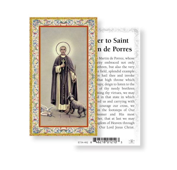 Saint Martin de Porres Gold-Stamped Paper Prayer Card (pack of 100)