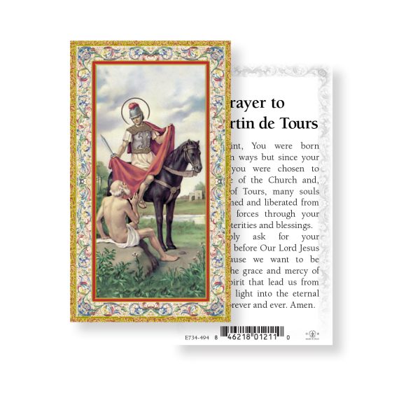 Saint Martin de Tours Gold-Stamped Paper Prayer Card (pack of 100)
