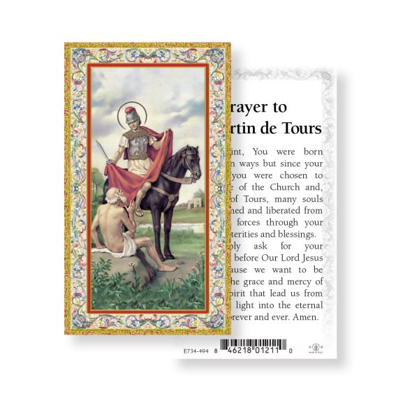 Saint Martin de Tours - Gold Stamped Paper Prayer Card (pack of 100)