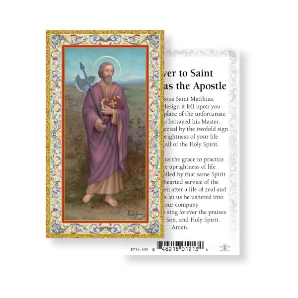 Saint Matthias the Apostle - Gold Stamped Paper Prayer Card (pack of 100)