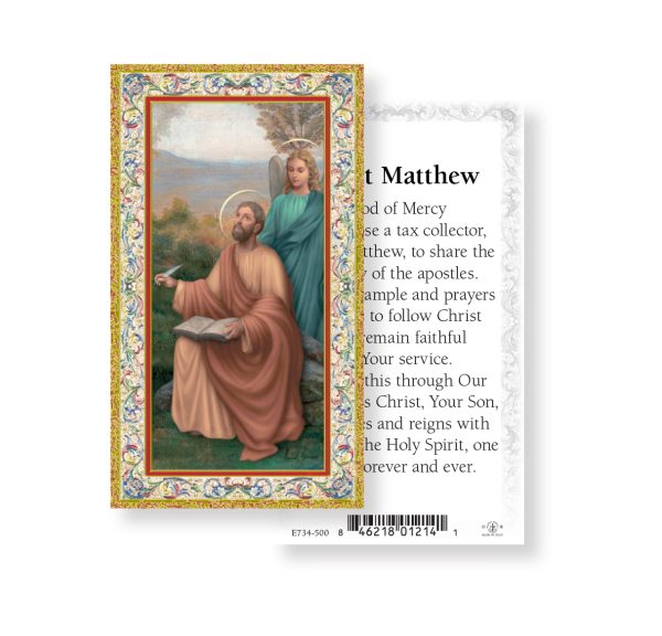 Saint Mattew Gold-Stamped Paper Prayer Card (pack of 100)