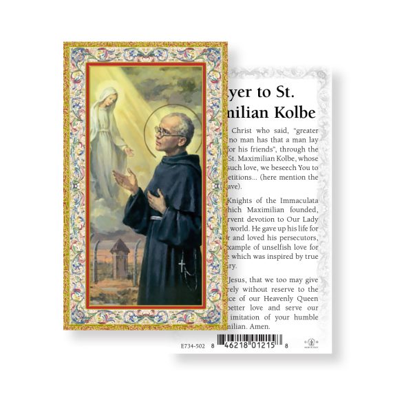 Saint Maximilian Kolbe - Gold Stamped Paper Prayer Card (pack of 100)