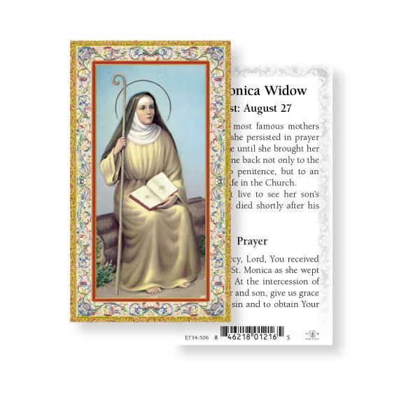 Saint Monica Gold-Stamped Paper Prayer Card (pack of 100)