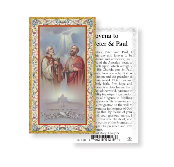 Saints Peter and Paul Gold-Stamped Paper Prayer Card (pack of 100)